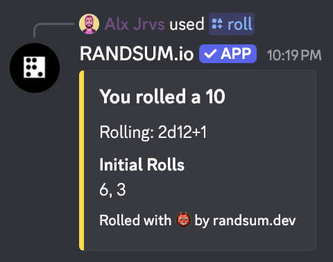 /roll 2d12+1 result